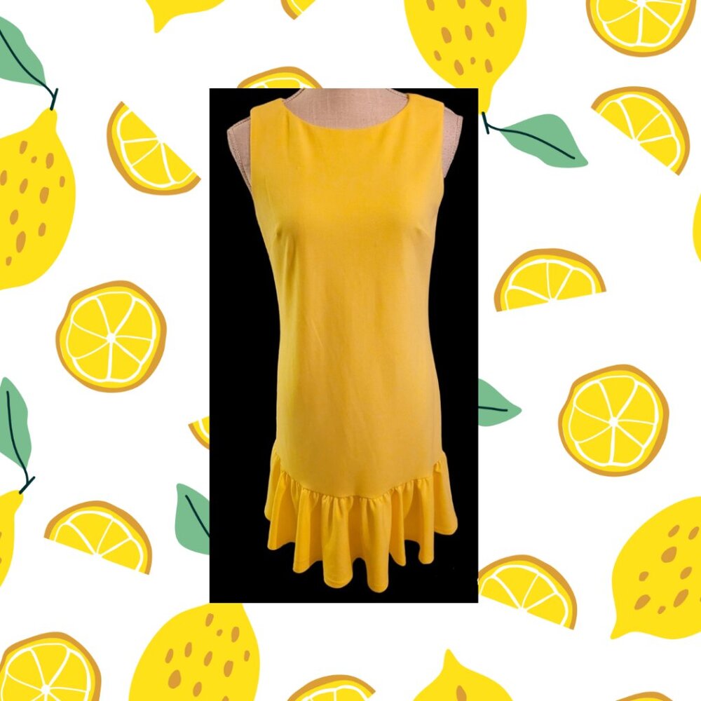 Sunny Yellow Dress By Betsey Johnson, Drop Waist, Size 4